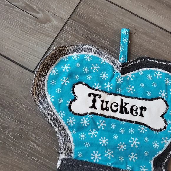 Custom handmade "Tucker" Christmas stocking for dog - Picture 4 of 12